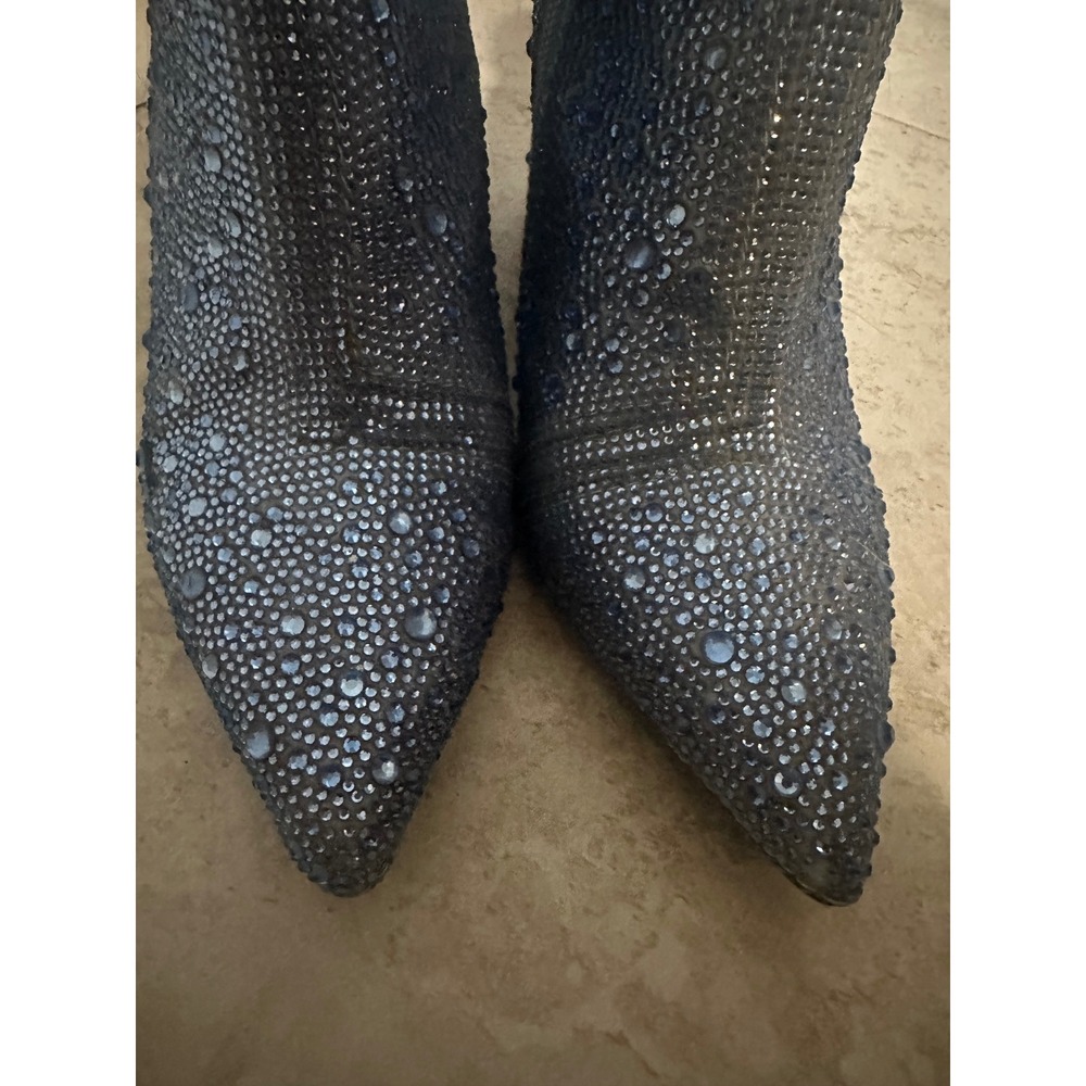 Betsey‎ Johnson Cady Rhinestone Blue Ankle Boots Block Heel Pointed Toe Size 8 - Picture 7 of 9